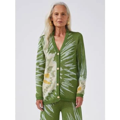 Hayley Menzies Women's Jacquard V-neck Cardigan In Green