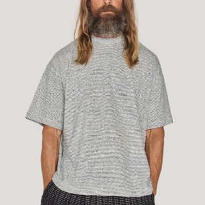 Ymc You Must Create Triple Stripe T Shirt Ecru Stripe In Gray