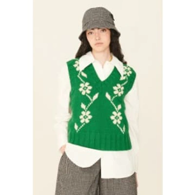 Ymc You Must Create Ymc Heidi Floral-intarsia Cotton Vest In Green