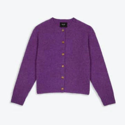 Lowie Lavender Brushed Boxy Cardigan In Purple