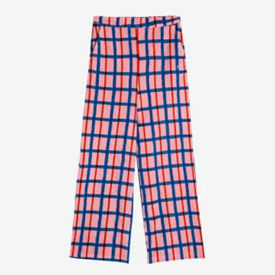 Bobo Choses Kids' Pink And Blue Checked Trousers