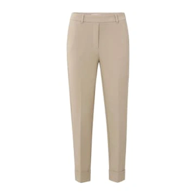Yaya Scuba Trousers With Straight Leg, Pockets And Elastic Waist In Neturals