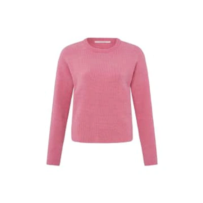 Yaya Chenille Sweater With Crewneck And Long Sleeves In Pink