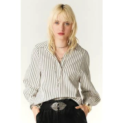 Ba&sh Felicia Striped Cotton-blend Shirt In Black