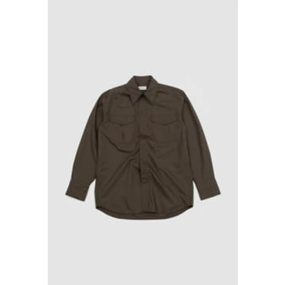 Lemaire Western Shirt With Snaps Espresso In Brown