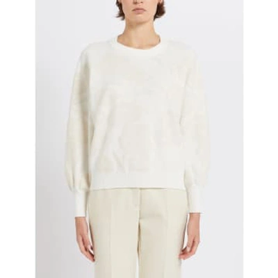 Marella Isernia Blouson-sleeve Floral Jacquard Sweater In White
