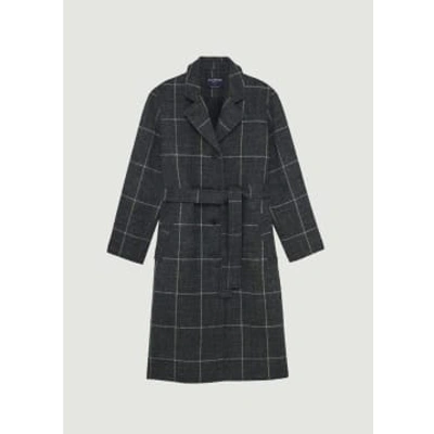 L'exception Paris Straight Belted Checked Overcoat Made In France In Black