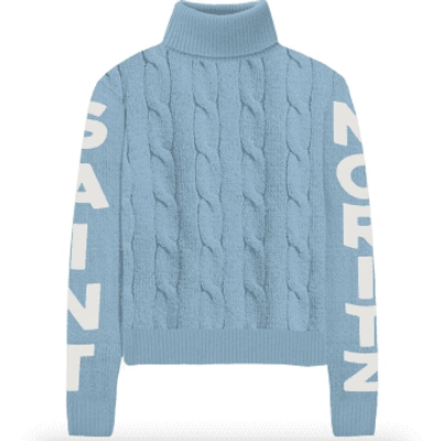 Mc2 Saint Barth Turtleneck Braided Sweater Saint Barth In Blue