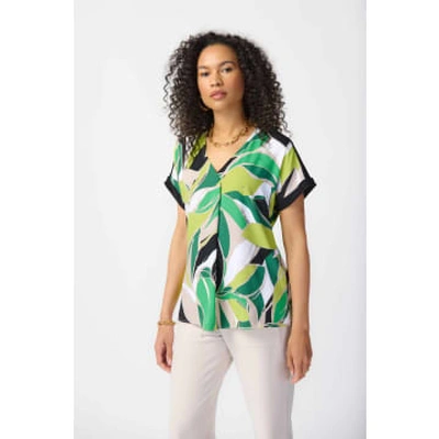 Joseph Ribkoff Tropical Print Top In Green