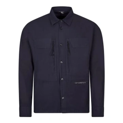 C.p. Company Button Overshirt In Navy