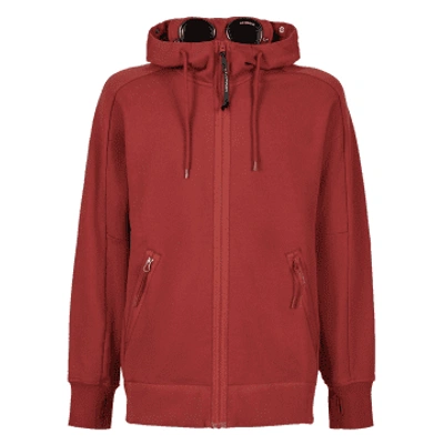 C.p. Company Zip Through Goggle Hoody Ketchup In Red