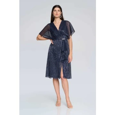 Joseph Ribkoff Pleated Fit-and-flare Dress In Blue