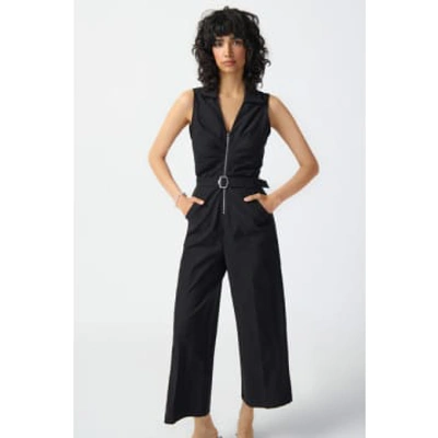 Joseph Ribkoff Sleeveless Micro Twill Jumpsuit In Black