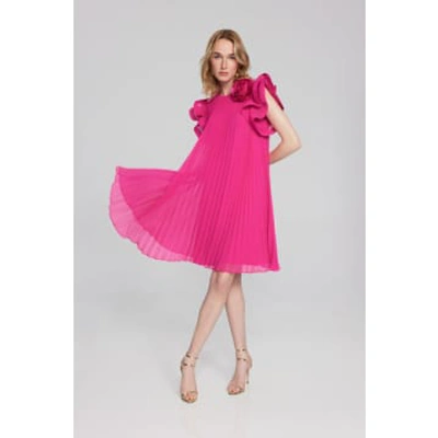 Joseph Ribkoff Chiffon Pleated Dress In Pink