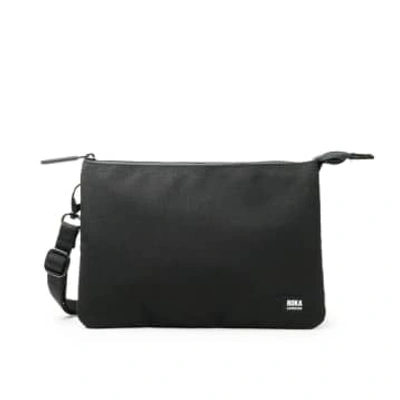 Roka Carnaby Crossbody Xl All Black Recycled Canvas Bag