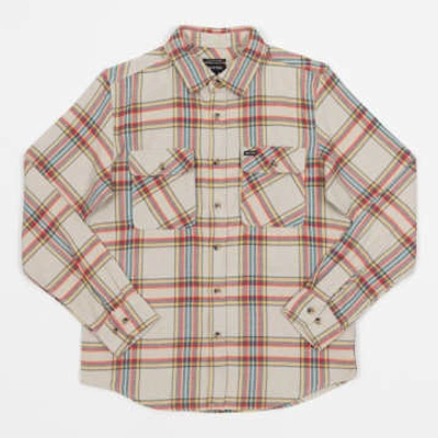 Brixton Bowery Flannel Check Shirt In Beige , Yellow & Red In Neturals