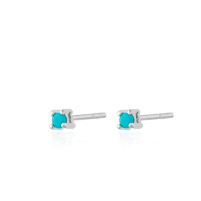Scream Pretty Teeny Tiny Turquoise Stud Earrings In Gold