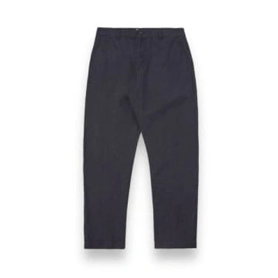 Universal Works Military Chino 30501 Linen Mix Puppytooth Navy In Blue