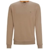 Hugo Boss Cotton-terry Relaxed-fit Sweatshirt With Logo Patch In Brown