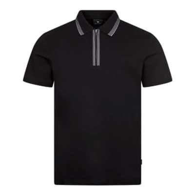 Paul Smith Zip Polo Shirt In Black