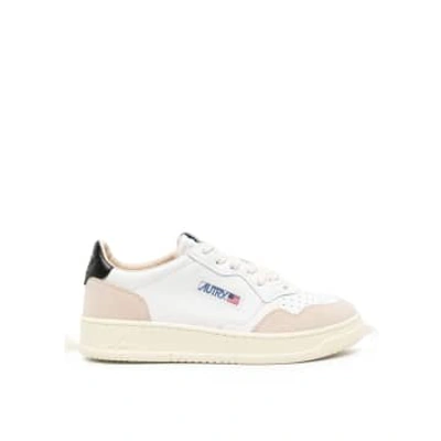 Autry Medalist Leather And Suede Sneakers In White,blue