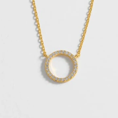 Estella Bartlett Large Pave Set Circle Cz Necklace In Gold