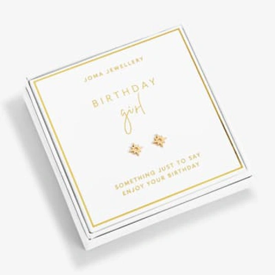 Joma Jewellery Beautifully Boxed 'birthday Girl' Earrings In Gold
