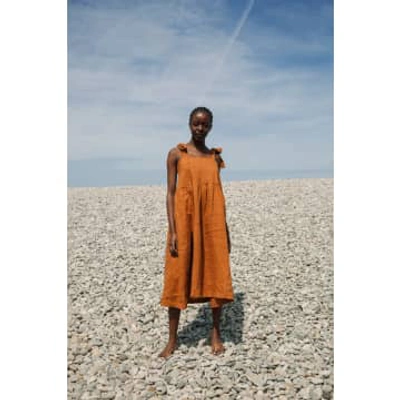 Beaumont Organic Aerwyna-may Linen Dress In Pecan In Orange