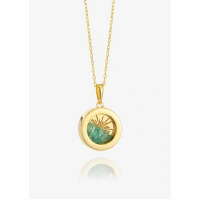 Rachel Jackson London Emerald Deco Sun Amulet Gp In Gold