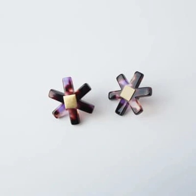 Custom Made Camille Floral Studs In Purple