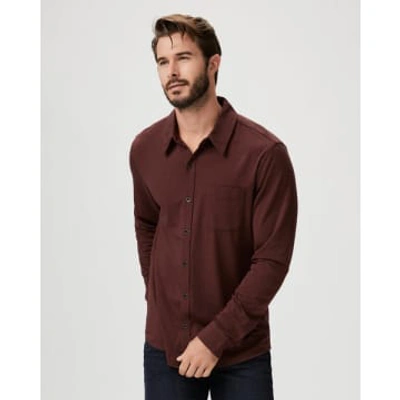 Paige Mens Deep Aubergine Stockton Patch-pocket Relaxed-fit Stretch Cotton-blend Shirt