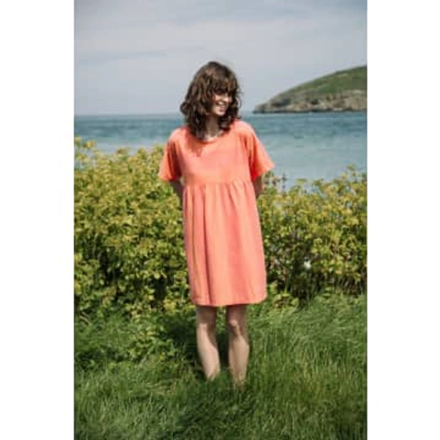 Beaumont Organic Lois-sue Organic Cotton Dress In Coral And Apricot In Pink