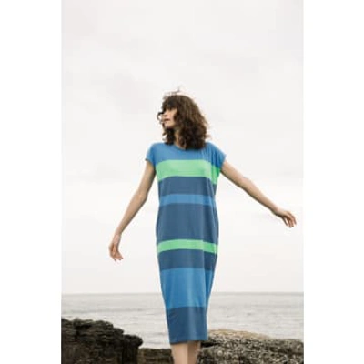 Beaumont Organic Dana-jo Organic Cotton Dress In Cornflower Multi Stripe In Blue