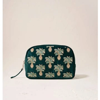 Elizabeth Scarlett Pineapples Makeup Bag In Green