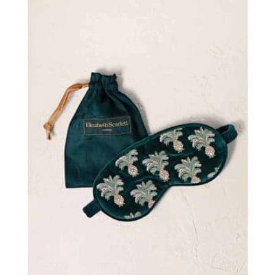 Elizabeth Scarlett Pineapples Eye Mask Velvet Emerald In Gray