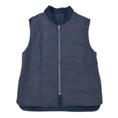 Yarmouth Oilskins Reversible Oilcloth Vest / Navy In Blue