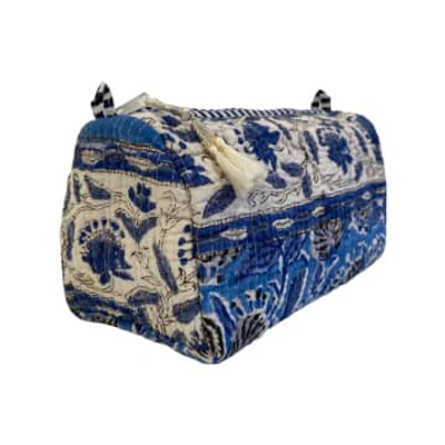 Behotribe  &  Nekewlam Cosmetic Wash Bag Cotton Block Print Patchwork Grey