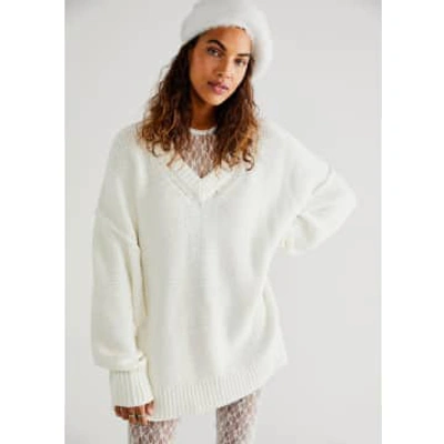 Free People Alli V-neck Jumper In Optic White