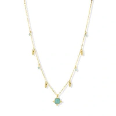 Ashiana London Asia Aqua Chalcedony Necklace In Gold