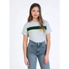 ANGE AMILANE TEE SHIRT IN SILVER WITH GREEN STRIPE