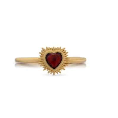 Rachel Jackson Electric Love Mini Garnet Heart Ring In Gold