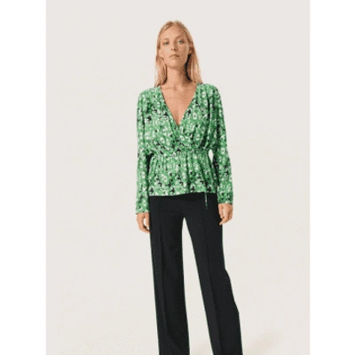 Soaked In Luxury Ina Wrap Blouse In Green