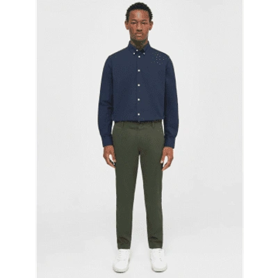 Knowledge Cotton Apparel 1070016 Luca Slim Twill Chino Trousers In Green