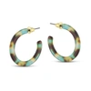 BIG METAL HOOP EARRINGS TINY EMILY BLUE YELLOW