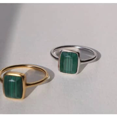 Lines + Current ‘monroe' Green Malachite Ring Lp In Gold