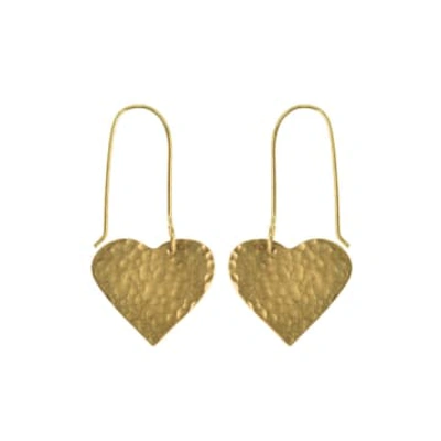 Just Trade Hammered Brass Heart Earrings In Gold/gold