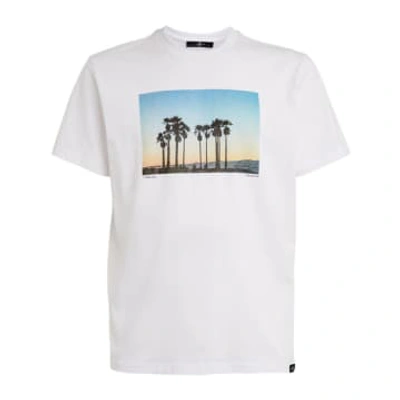 7 For All Mankind White Photographic T-shirt With Palm Tree Print Jslm332gwp