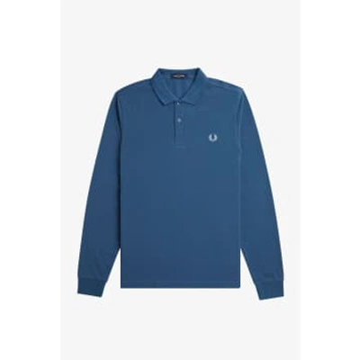 Fred Perry M6006 Plain Long Sleeve Polo In Blue