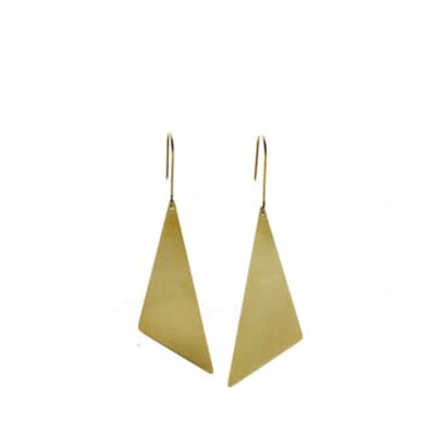 Just Trade Geometric Brass Offset Tri Earrings In Gold