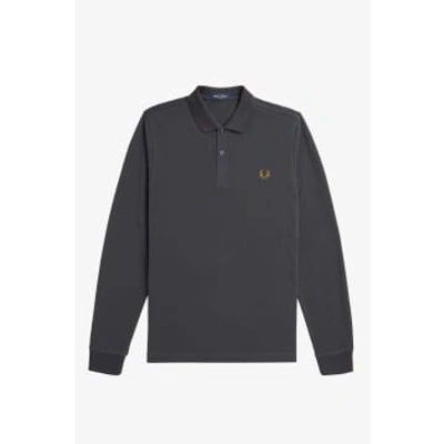 Fred Perry M6006 Plain Long Sleeve Polo In Grey